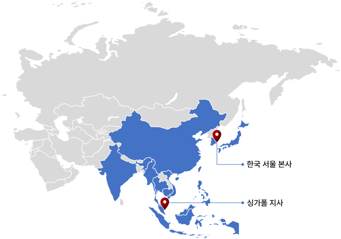 세계 지도 내 회사 지사 마크 이미지